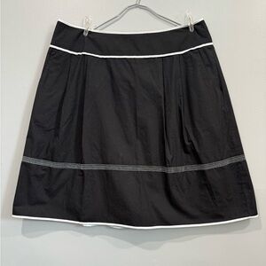 Talbots Black A-Line 100%cotton Skirt with White Trim - Size 14